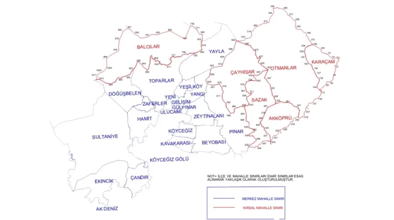Köyceğiz Haritası: Yol, Gölü, Dalyan, Ekincik, Sultaniye ve Mahalleleri Uydu Haritası