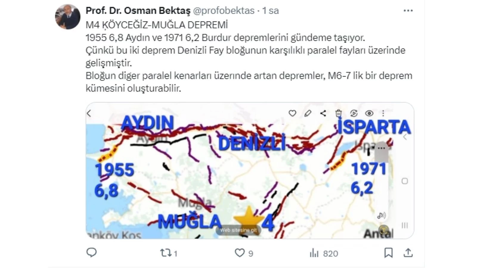 Muğla'nın Köyceğiz ilçesinde meydana gelen 4 büyüklüğündeki deprem, bölgede endişe yarattı. Saat 05.04'te meydana gelen depremin 7.09 kilometre derinlikte gerçekleştiği tespit edildi.